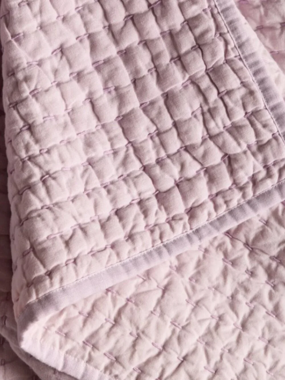 Quince European Linen Cotton Stitch Quilt Lilac Full/Queen NEW